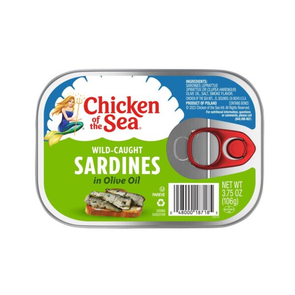 Chicken of the Sea Sardines in Olive Oil, Wild Caught, 3.75 oz. Can (Pack of 18)